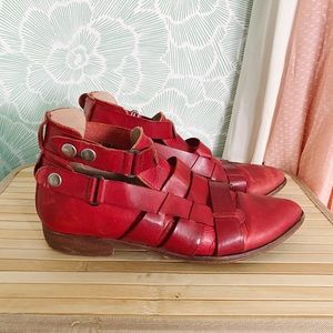 Red Free People Strappy Booties